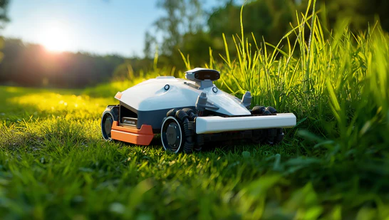 Mammotion robot mower in garden setting